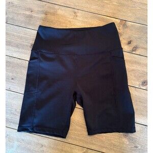LegEnd Active Women's Biker Athletic Short Side Pockets Size MEDIUM Black